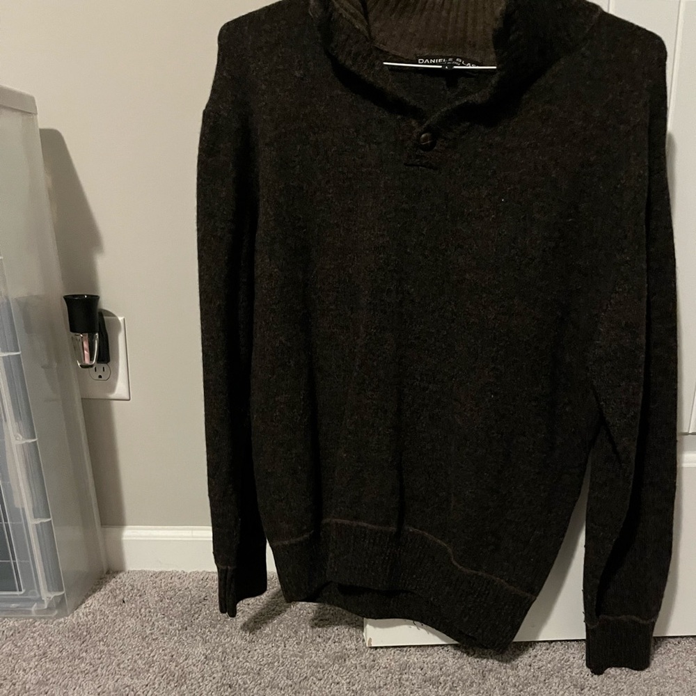 Mens Wool Quarter Zip Pullover Large